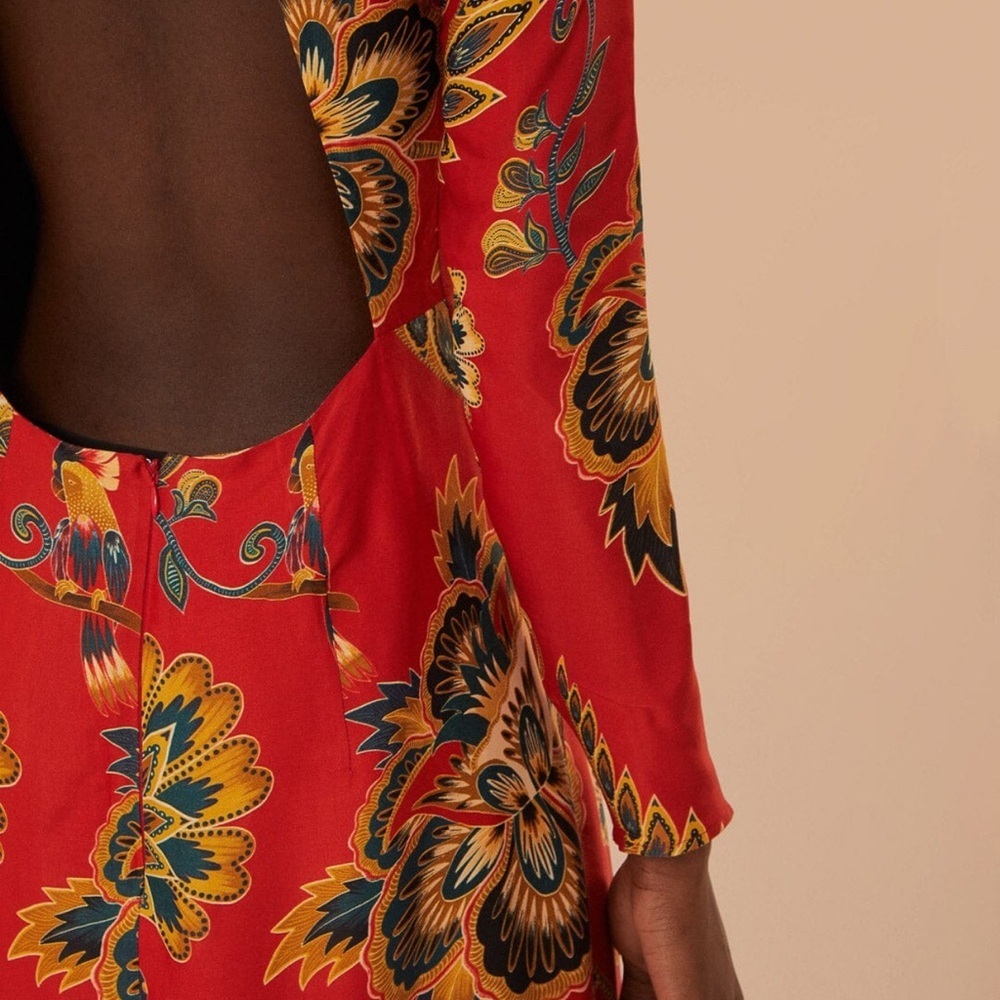 Farm Rio Red Maxi Floral Cutout Midi Dress - Picture 7 of 9